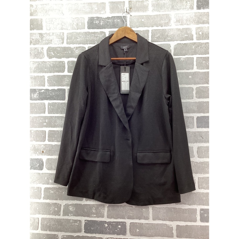 Yesta Black Lurex Shimmer Knit Blazer Jacket Women 14W NWT A002501